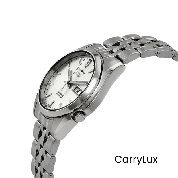 Seiko 5 Automatic Silver Dial 21 Jewels Men's Watch- SNK355K1 - Image 4