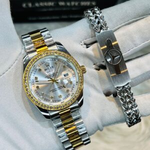 Premium Quality Watches & Bracelet Combo T Stone Green