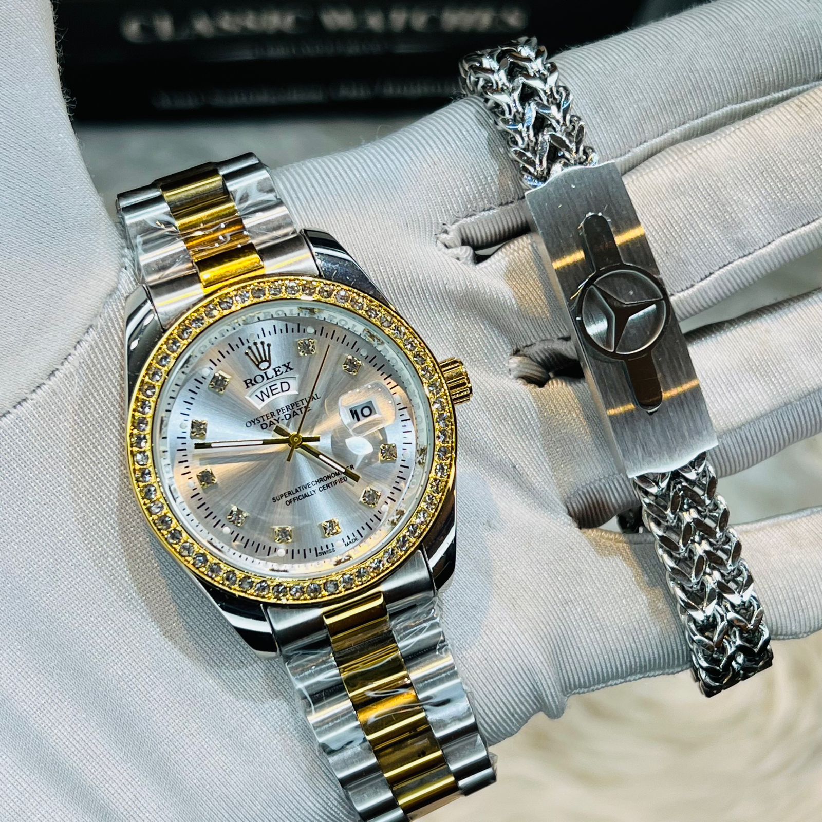 Premium Quality Watches & Bracelet Combo T Stone Green