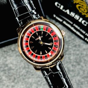 Premium Leather Casino Watch Full Black