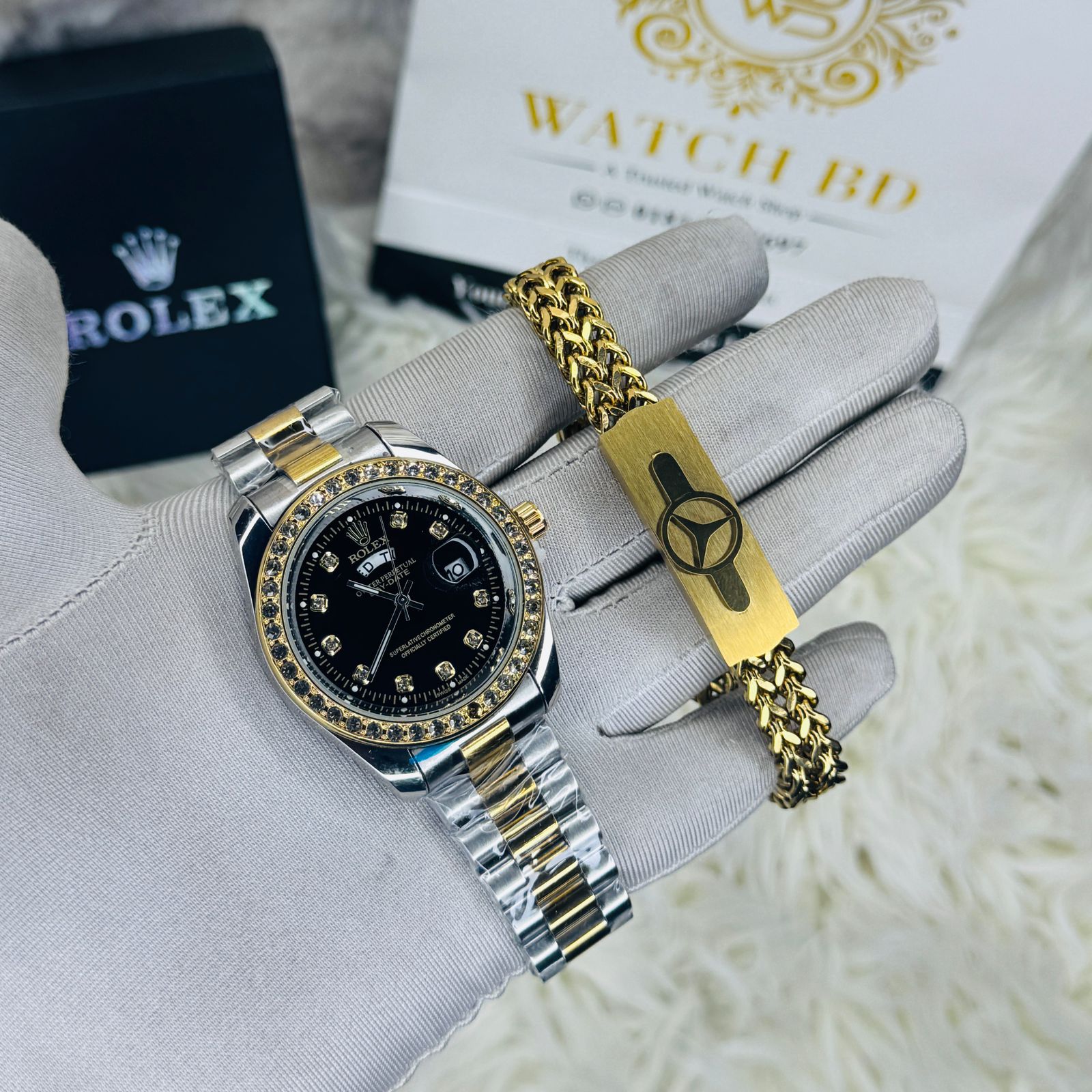 premium Quality watch & Bracelet T Stone Black