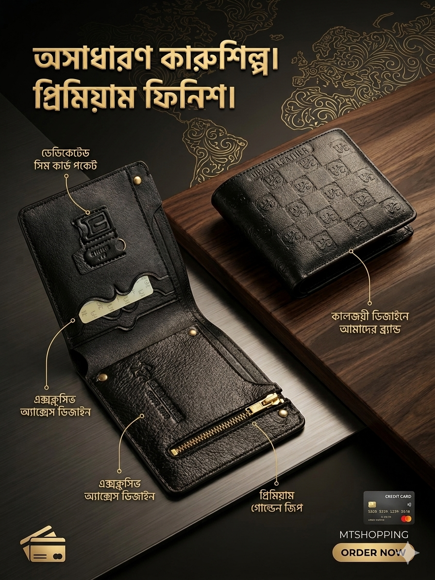 Heritage Bifold Leather Wallet â Black